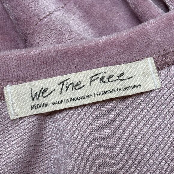 We The Free People Valerie Velvet Oversized Tee Medium Top Purple Boxy Velour - Picture 3 of 10